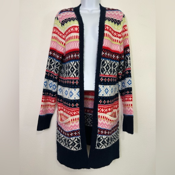 Old Navy Sweaters - Old Navy Womens Size Large Multi Color Fair Isle Open Cardigan Sweater